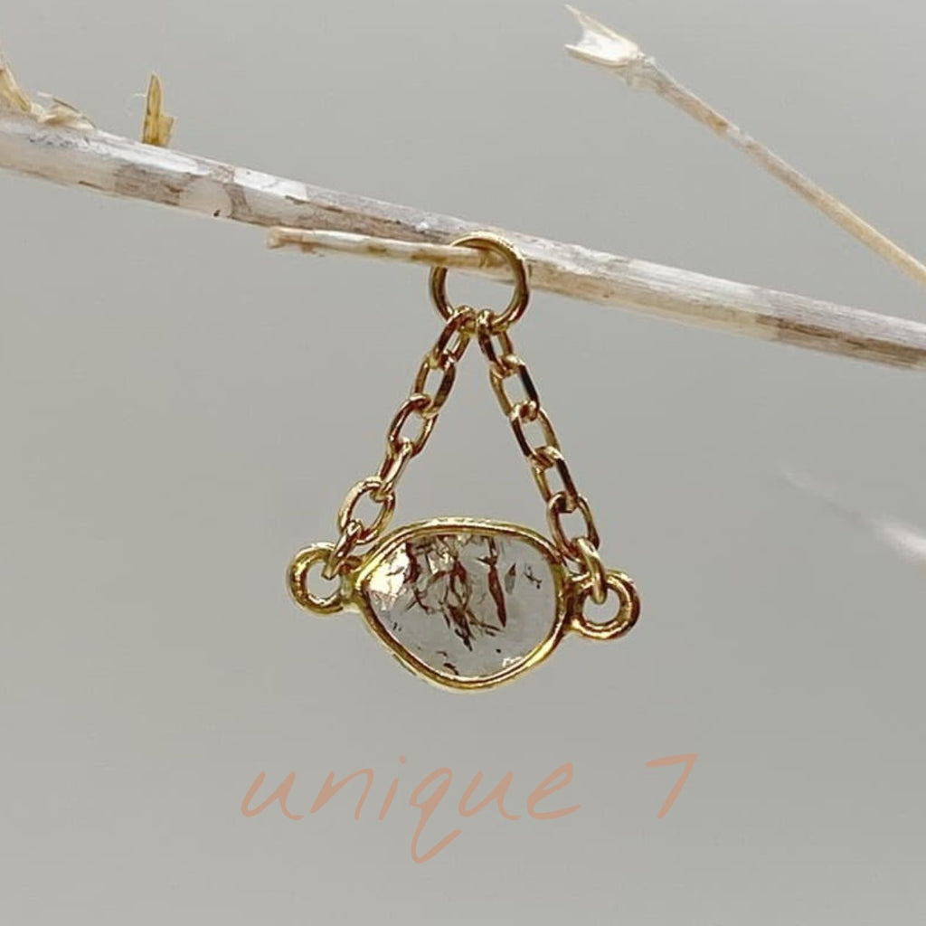 The Tern – Salt & Pepper Diamond Slice – One of a Kind – 18k Yellow Gold